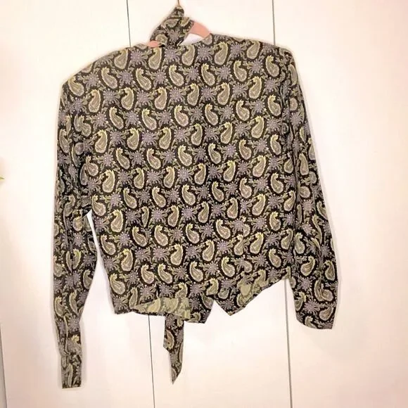 𝅺🌷 San Francisco🌷 100% Silk Paisley Blouse With Attached Scarf - Picture 6 of 6